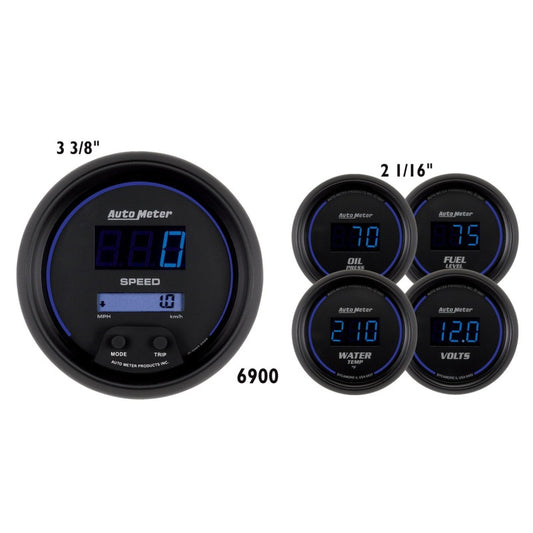 Autometer Cobalt Digital 3-3/8in Programmable Electric Speedometer/ 2-1/16in Electric Oil Pressure - Burkken Auto Parts