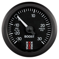 Autometer 52mm Stack Instruments -30INHG to +30PSI Mechanical Boost Gauge - Black - Burkken Auto Parts