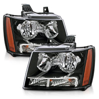 ANZO 2007-2014 Chevrolet Tahoe/Suburban Crystal Headlights Black - Burkken Auto Parts