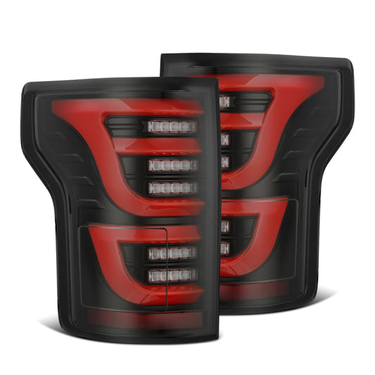 AlphaRex 15-20 Ford F-150 Luxx LED Tail Lights (Pair) Black/Red (Not For Blind Spot Sensor Models) - Burkken Auto Parts