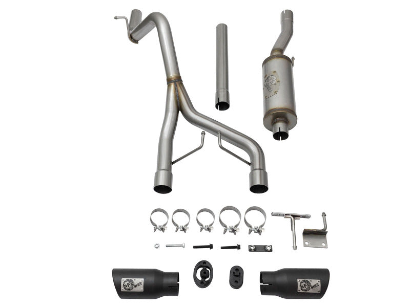 aFe Rebel Series CB 2.5in Dual Center Exit SS Exhaust w/ Black Tips 07-15 Jeep Wrangler 3.6L/3.8L V6 - Burkken Auto Parts