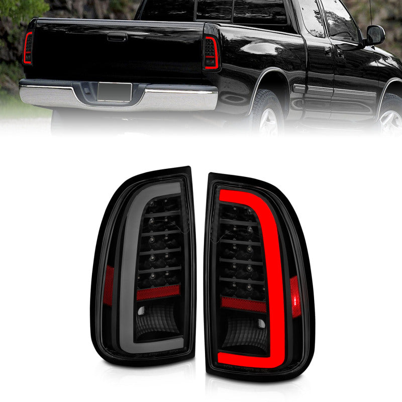 ANZO 00-06 Toyota Tundra (Std. Bed/Reg Cab) LED Taillights w/Light Bar Black Housing Smoke Lens - Burkken Auto Parts