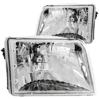 ANZO 1993-1997 Ford Ranger Crystal Headlights Chrome - Burkken Auto Parts