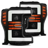 AlphaRex 17-19 Ford F-250 SD PRO-Series Proj Headlight Plnk Style Matte Blk w/Activ Light/Seq Signal - Burkken Auto Parts