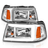 ANZO 2001-2011 Ford Ranger Crystal Headlights w/ Light Bar Chrome Housing - Burkken Auto Parts