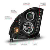 ANZO 2003-2007 Infiniti G35 Projector Headlights w/ Halo Black (CCFL) (HID Compatible) - Burkken Auto Parts