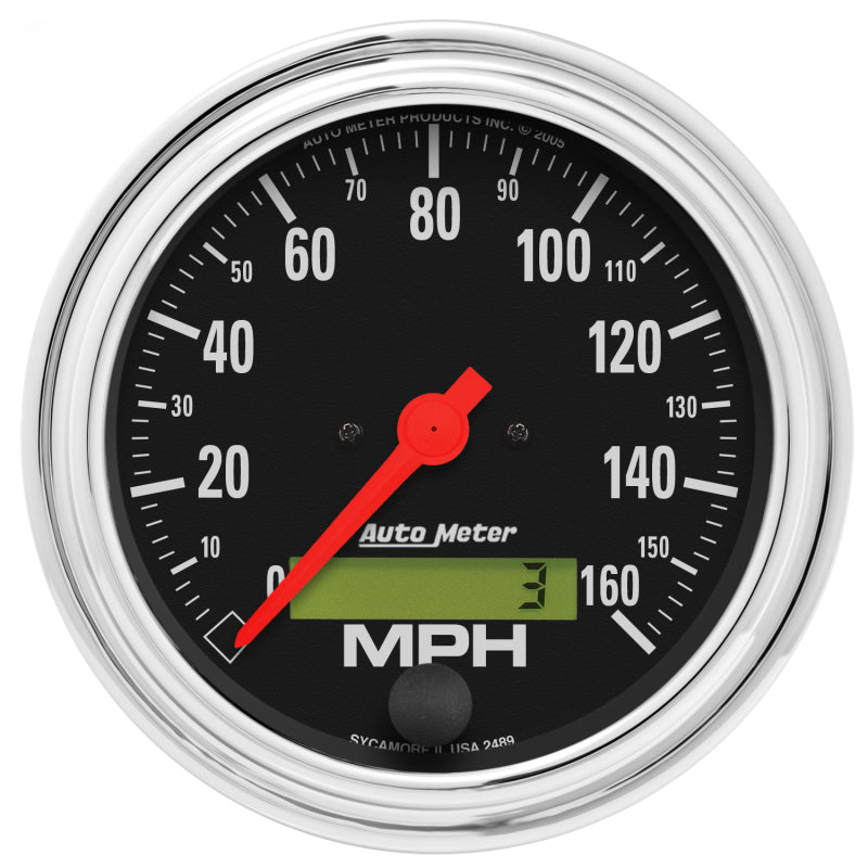Autometer Traditional Chrome 3-3/8in 160 MPH Electric Speedometer w/ LCD Odometer - Burkken Auto Parts