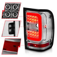 ANZO 2001-2011 Ford  Ranger LED Tail Lights w/ Light Bar Chrome Housing Clear Lens - Burkken Auto Parts