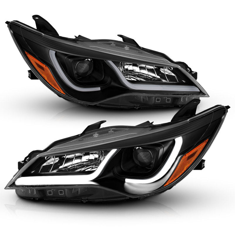 ANZO Projector Headlights With Plank Style Design Black w/Amber 15-16 Toyota Camry (4DR) - Burkken Auto Parts