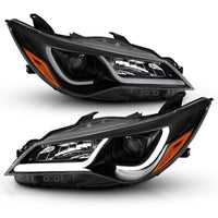 ANZO Projector Headlights With Plank Style Design Black w/Amber 15-16 Toyota Camry (4DR) - Burkken Auto Parts