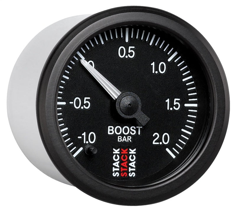 Autometer Stack 52mm -1 to +2 Bar (Incl T-Fitting) Pro Stepper Motor Boost Pressure Gauge - Black - Burkken Auto Parts