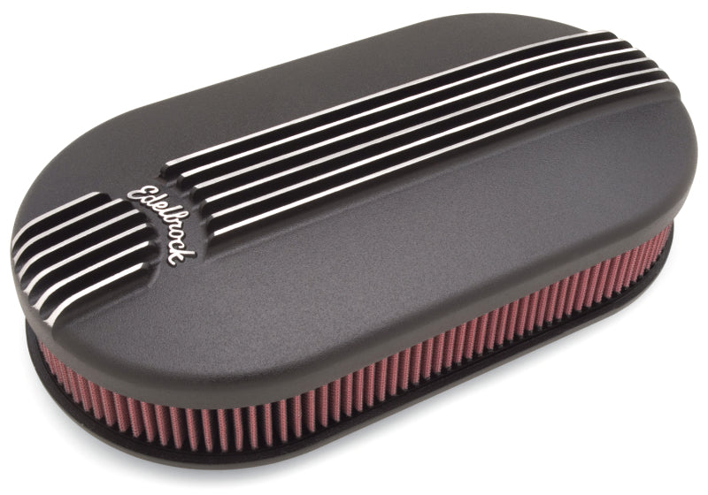 Edelbrock Air Cleaner Classic Series Oval Aluminum 17 5In X 9 35In X 4 45In Dual Carburetor Black - Burkken Auto Parts
