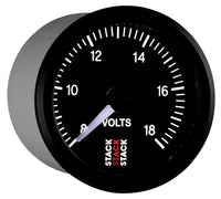 Autometer Stack 52mm 8-18V Pro Stepper Motor Battery Voltage Gauge - Black - Burkken Auto Parts