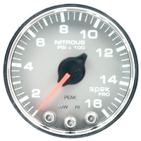 Autometer Spek-Pro Gauge Nitrous Press 2 1/16in 1600psi Stepper Motor W/Peak & Warn Slvr/Chrm - Burkken Auto Parts