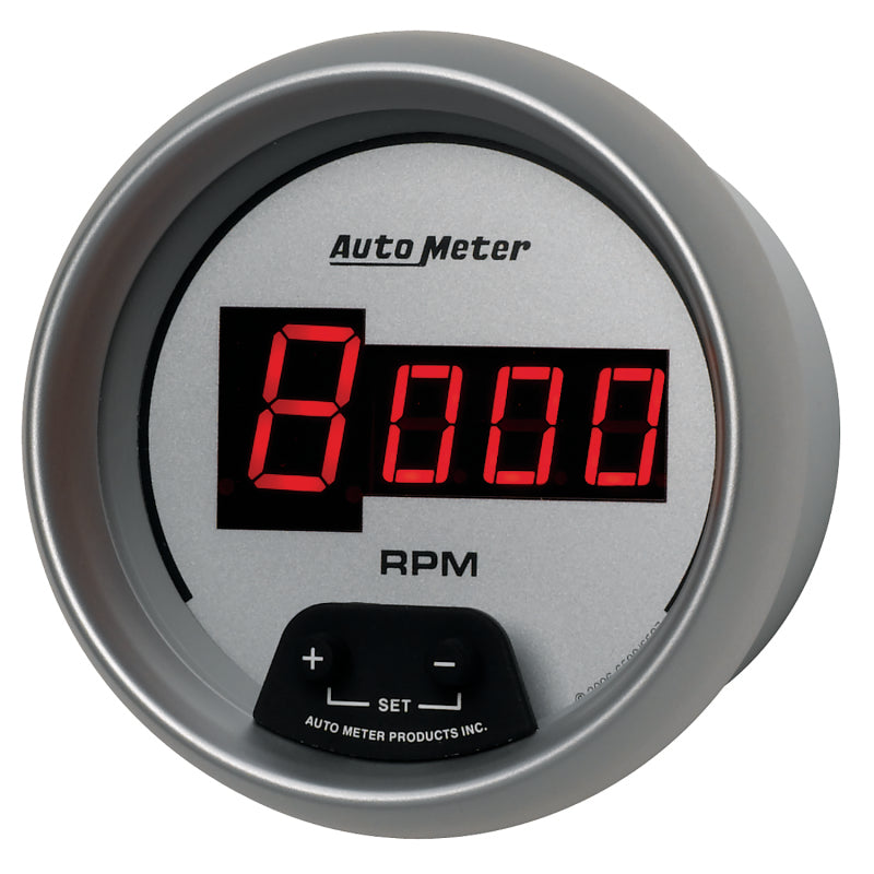 AutoMeter Gauge Tach 3-3/8in. 10K RPM In-Dash Digital Silver Dial W/ Red Led - Burkken Auto Parts