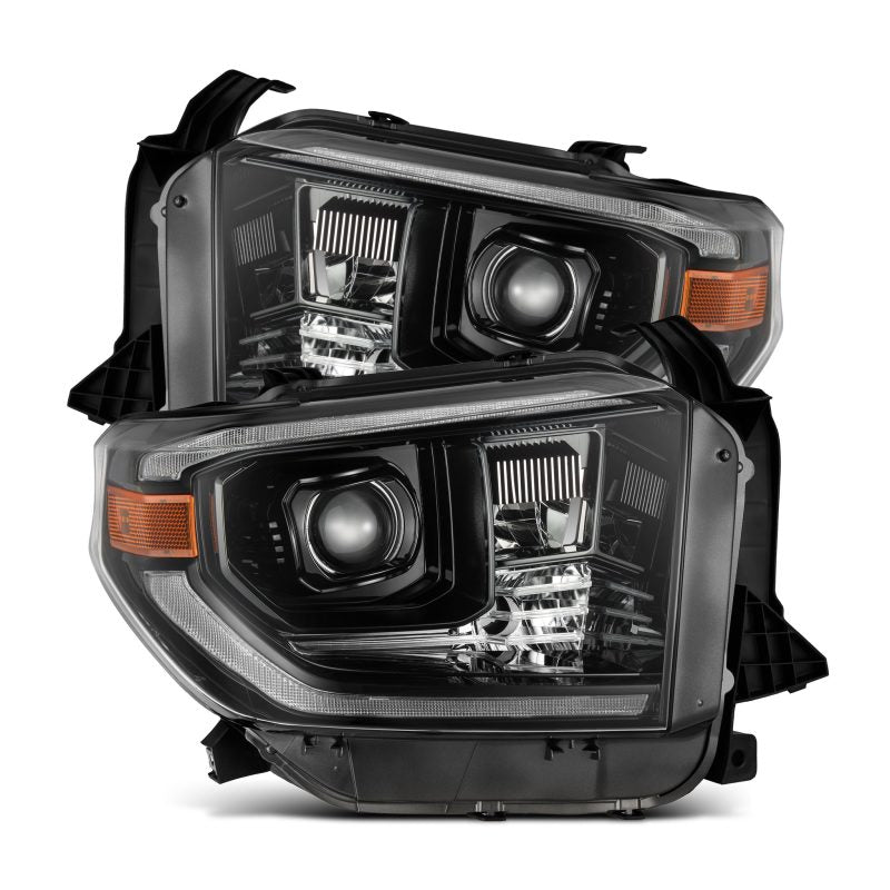 AlphaRex 14-21 Toyota Tundra LUXX-Series LED Proj Headlights Alpha-Blk w/Actv Light & Seq. Sig + DRL - Burkken Auto Parts