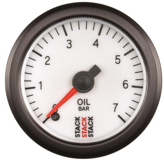 Autometer Stack 52mm 0-7 Bar M10 Male Pro Stepper Motor Oil Pressure Gauge - White - Burkken Auto Parts