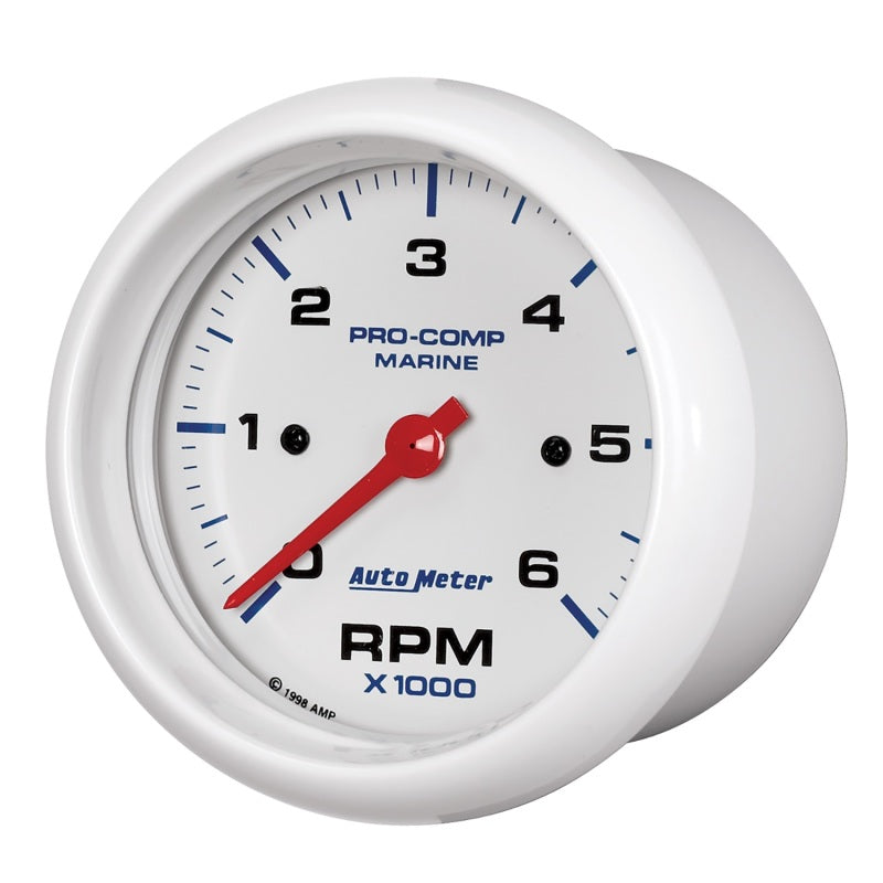 Autometer Marine White Ultra-Lite Gauge 3-3/8in Tachometer 6K RPM - Burkken Auto Parts