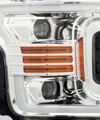 AlphaRex 18-19 Ford F-150 PRO-Series Projector Headlights Plank Style Chrm w/Activ Light/Seq Signal - Burkken Auto Parts