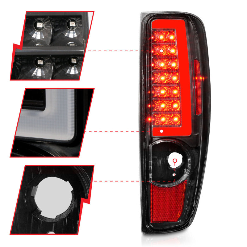 ANZO 2004-2012 Chevrolet Colorado/ GMC Canyon LED Tail Lights w/ Light Bar Black Housing - Burkken Auto Parts