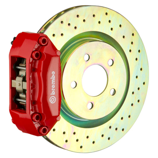 Brembo 92-98 318i/325i (Excl. xDrive) Front GT BBK 4 Piston Cast 2pc 320x28 1pc Rotor Drilled-Red - Burkken Auto Parts