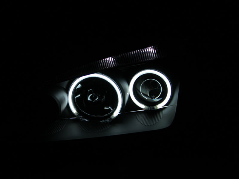 ANZO 2005-2007 Ford Focus Projector Headlights w/ Halo Black - Burkken Auto Parts