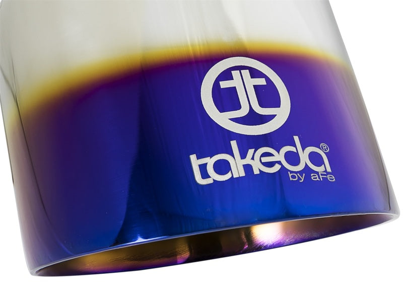aFe Takeda 304 Stainless Steel Clamp-On Exhaust Tip 2.5in. Inlet / 4.5in. Outlet - Blue Flame - Burkken Auto Parts