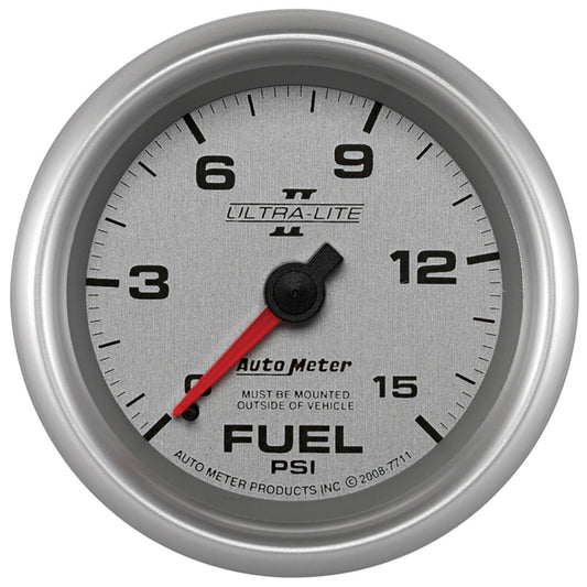 Autometer Ultra-Lite II 2 5/8in 0-15 PSI Mechanical Fuel Pressure Gauge - Burkken Auto Parts