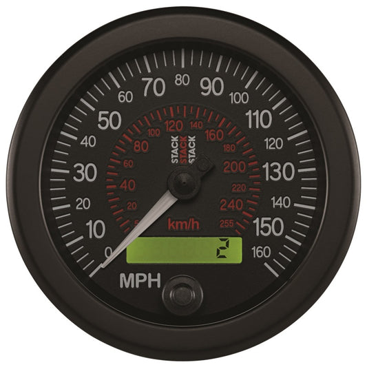 Autometer Stack Instruments 88MM 0-160 MPH / 260 KM/H Programmable Speedometer - Black - Burkken Auto Parts