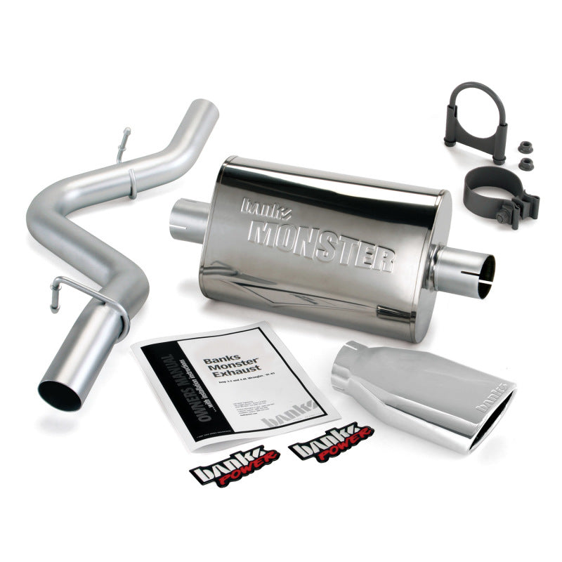 Banks Power 97-99 Jeep 2.5/4.0L Wrangler Slip Fit Cat Monster Exh Sys - SS Single Exh w/ Chrome Tip - Burkken Auto Parts