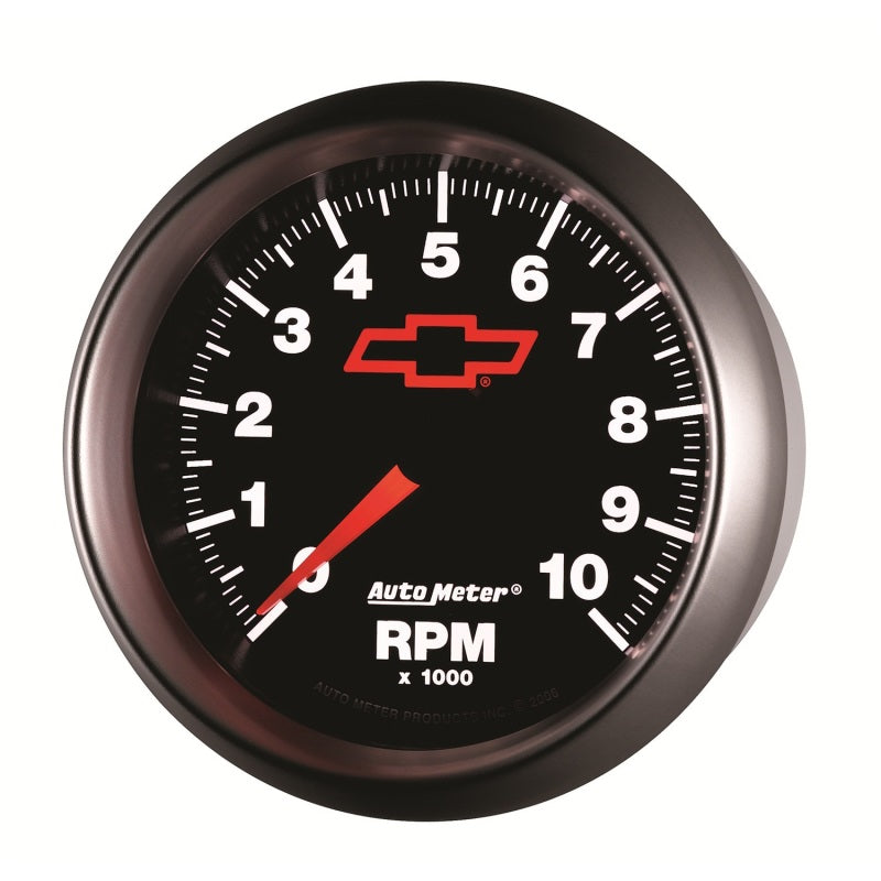AutoMeter Gauge Tachometer 3-3/8in. 10K RPM In-Dash Chevy Red Bowtie Black - Burkken Auto Parts