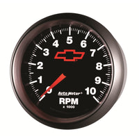 AutoMeter Gauge Tachometer 3-3/8in. 10K RPM In-Dash Chevy Red Bowtie Black - Burkken Auto Parts