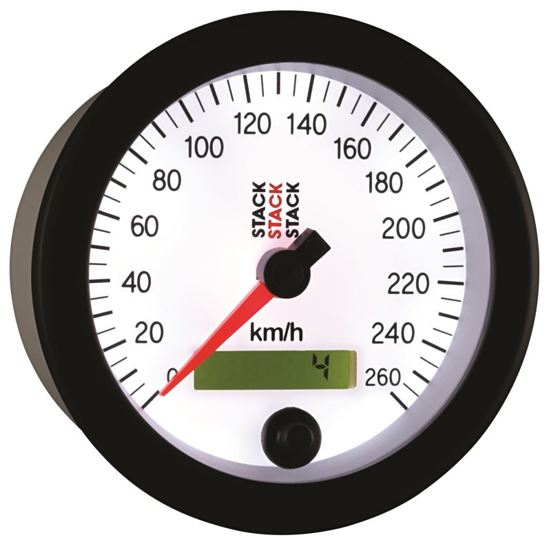 Autometer Stack Instruments 88MM 0-260 KM/H Programmable Speedometer - White - Burkken Auto Parts