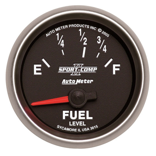 Autometer Sport-Comp II 52mm 73-10 ohms Short Seeep Electronic Fuel Level Gauge - Burkken Auto Parts