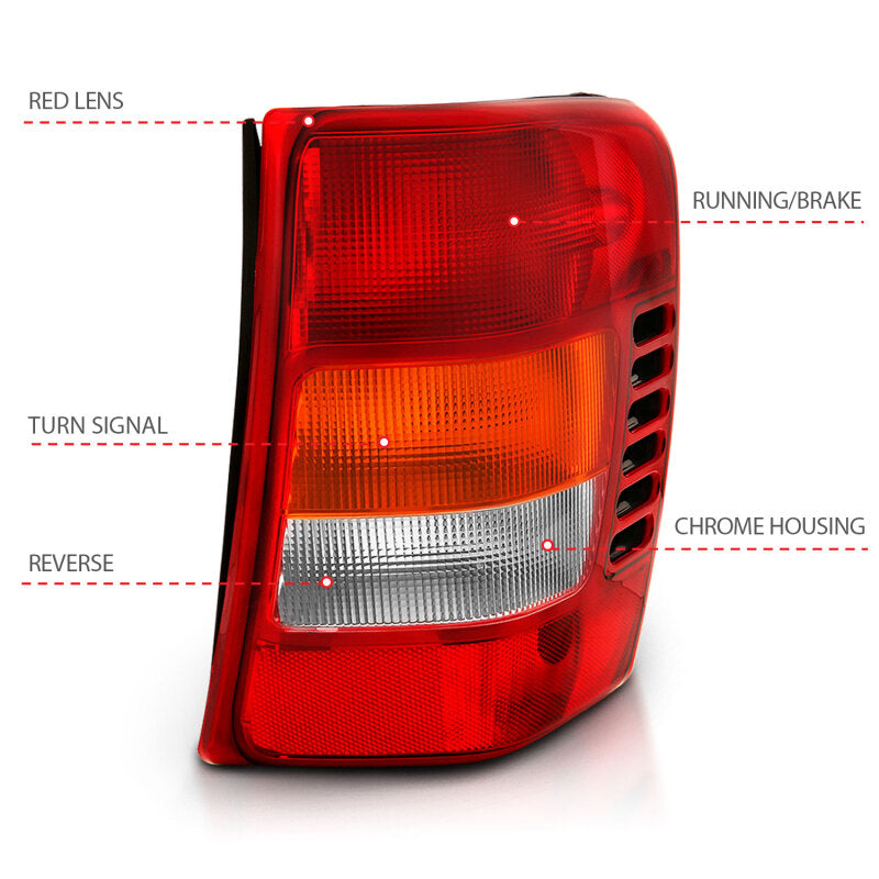 ANZO 1999-2004 Jeep Grand Cherokee Taillight Red/Clear Lens (OE Replacement) - Burkken Auto Parts