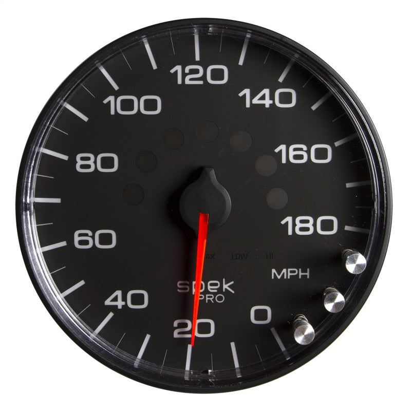 Autometer Spek-Pro Gauge Speedometer 5in 180 Mph Elec. Programmable Black/Black - Burkken Auto Parts