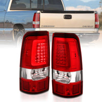 ANZO 1999-2002 Chevy Silverado 1500 LED Taillights Plank Style Chrome With Red/Clear Lens - Burkken Auto Parts