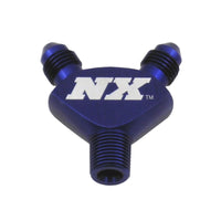 Nitrous Express 1/8NPT x 3AN x 3AN Billet Pure-Flo Y Fitting - Blue - Burkken Auto Parts