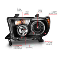 ANZO 2007-2013 Toyota Tundra Projector Headlights w/ Halo Black (CCFL) - Burkken Auto Parts