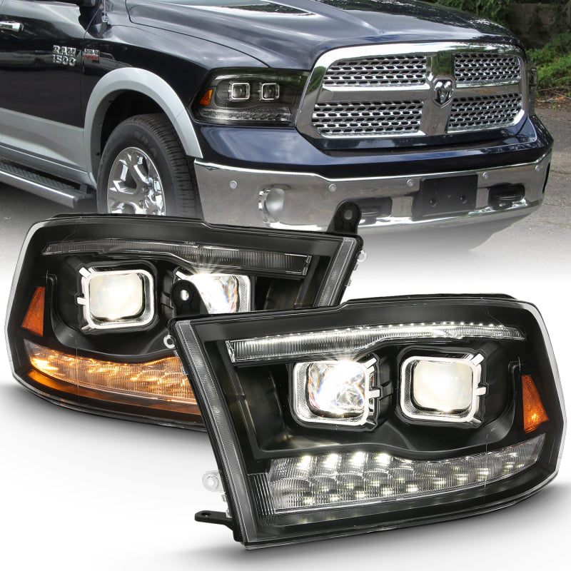 ANZO 2009-2018 Dodge Ram 1500 Projector H.L. Switchback Chrome Amber - Burkken Auto Parts