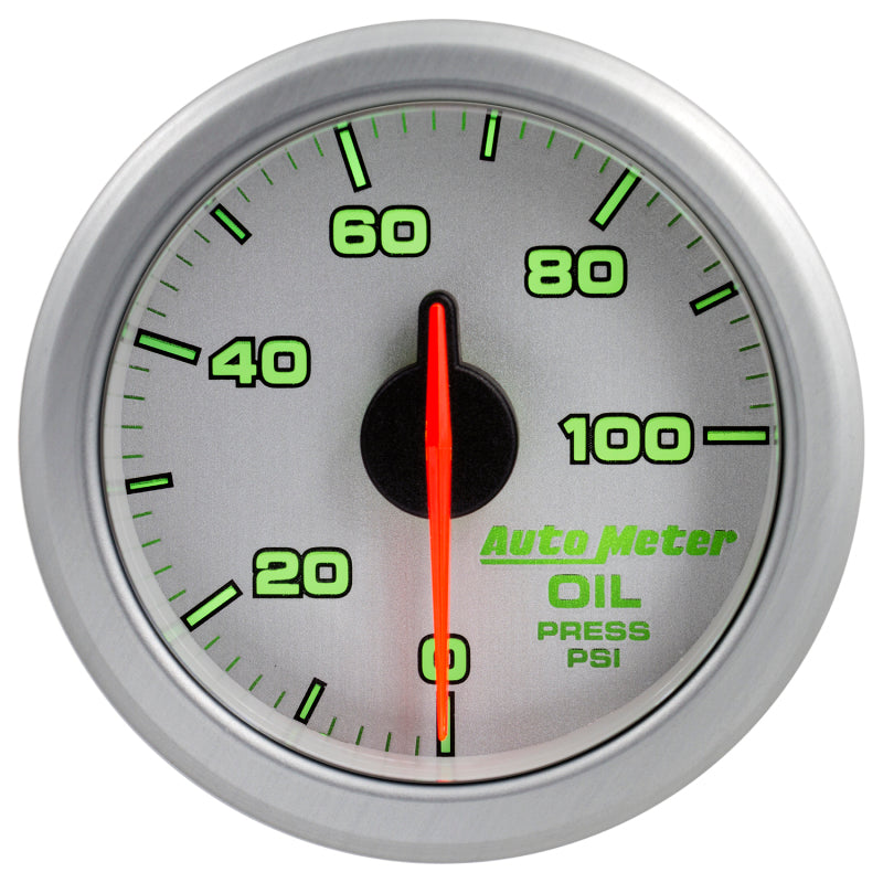 Autometer Airdrive 2-1/6in Oil Pressure Gauge 0-100 PSI - Silver - Burkken Auto Parts