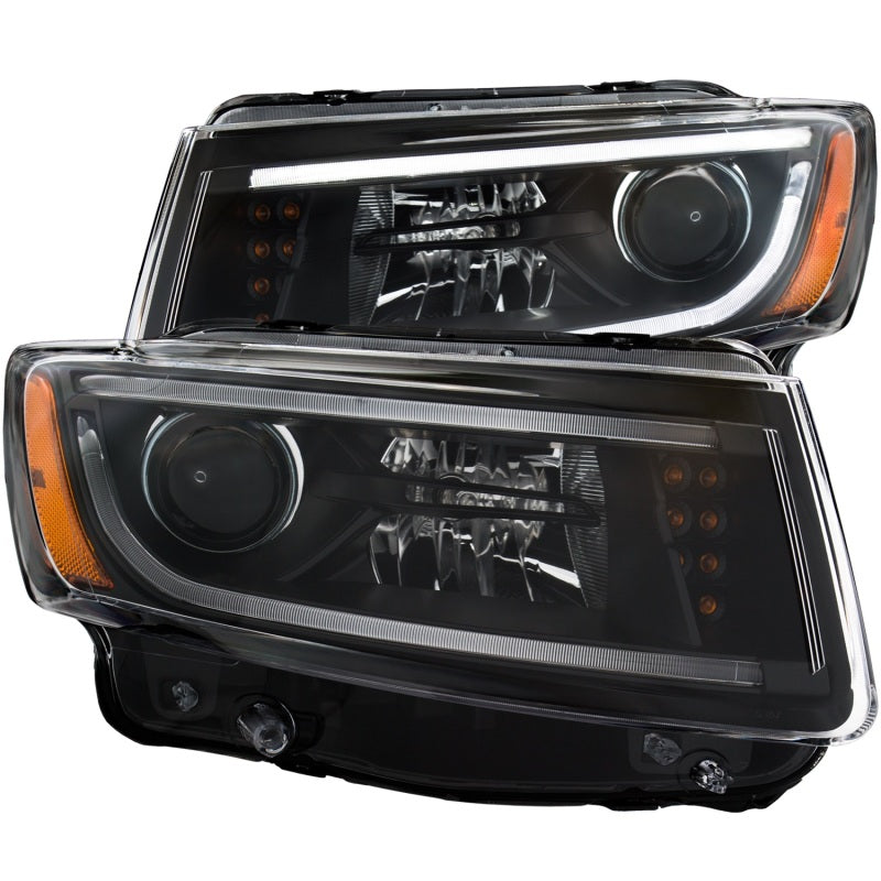 ANZO 2014-2015 Jeep Grand Cherokee Projector Headlights w/ Plank Style Design Black - Burkken Auto Parts