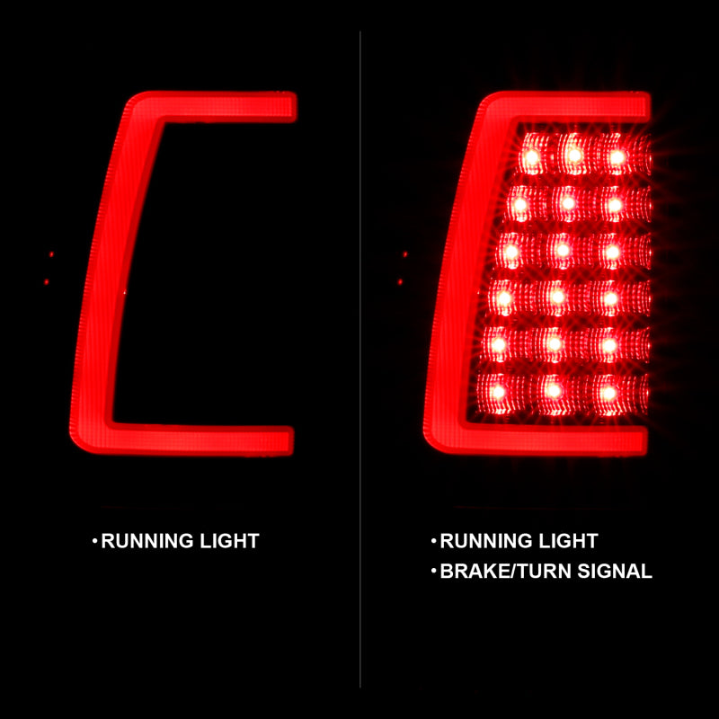 ANZO 2003-2006 Chevy Silverado 1500 LED Taillights Plank Style Black w/Clear Lens - Burkken Auto Parts
