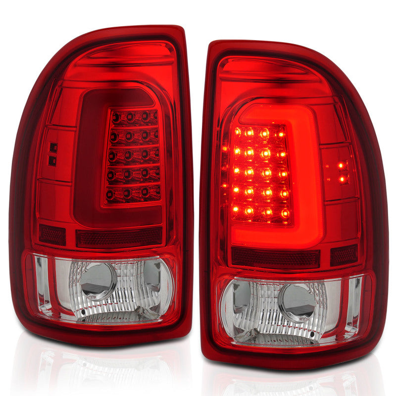ANZO 1997-2004 Dodge Dakota LED Taillights Chrome Housing Red Lens Pair - Burkken Auto Parts