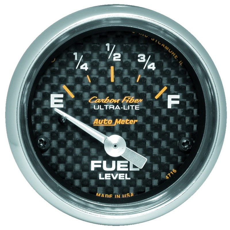 Autometer Carbon Fiber 52mm 240 Empty-33 Full Electronic Fuel Level Gauge - Burkken Auto Parts