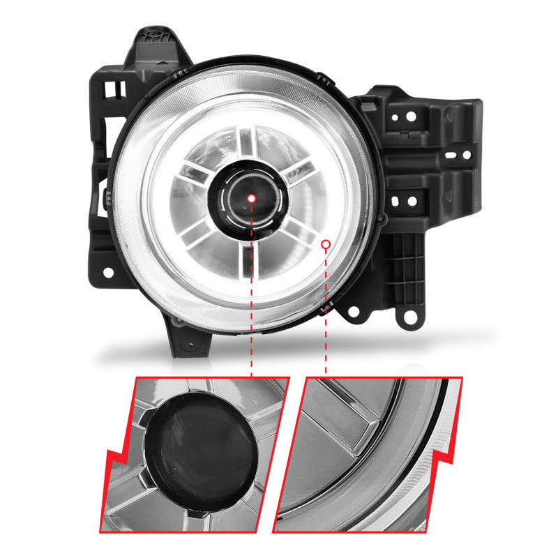 ANZO 2007-2013 Toyota Fj Cruiser Projector Headlights w/ Halo Chrome - Burkken Auto Parts