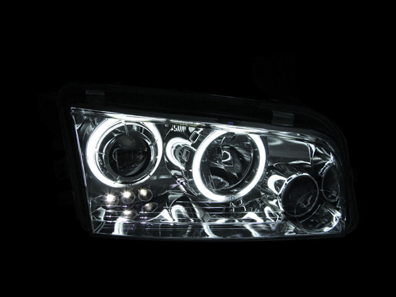 ANZO 2006-2010 Dodge Charger Projector Headlights w/ Halo Chrome (CCFL) - Burkken Auto Parts