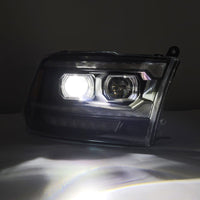 AlphaRex 09-18 Dodge Ram 2500 LUXX LED Proj Headlights Plank Style Blk w/Activ Light/Seq Signal/DRL - Burkken Auto Parts