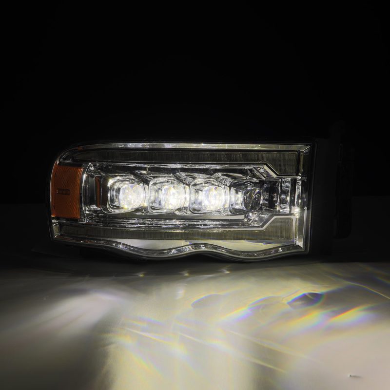 AlphaRex 02-05 Dodge Ram 1500 NOVA LED Proj Headlights Plank Style Chrome w/Activ Light/Seq Signal - Burkken Auto Parts
