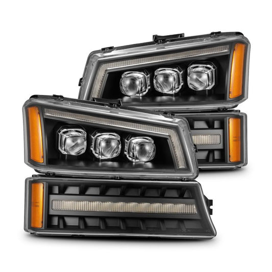 AlphaRex 03-06 Chevy Silverado 1500/2500HD/3500HD/Avalanche Black NOVA LED Proj Headlights - Burkken Auto Parts